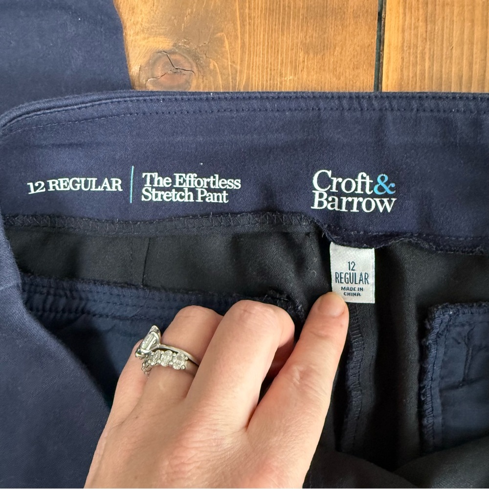 Croft & Barrow The Effortless Stretch Pants Classic Navy Blue Trousers - Picture 7 of 7